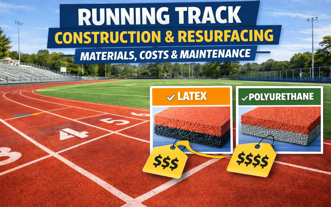 Running track construction costs breakdown showing track surface materials and resurfacing process